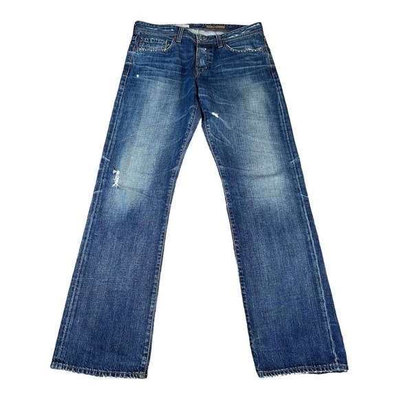 AG Adriano Goldschmied Jeans Mens 33x34 Blue The Protege Distressed Made in USA